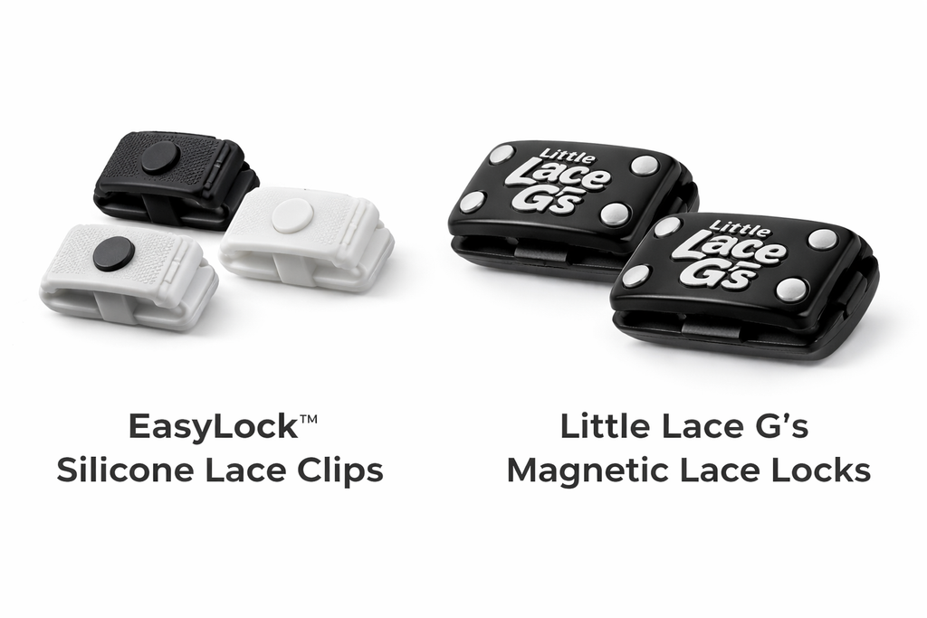 Magnetic quality shoe lace holder.